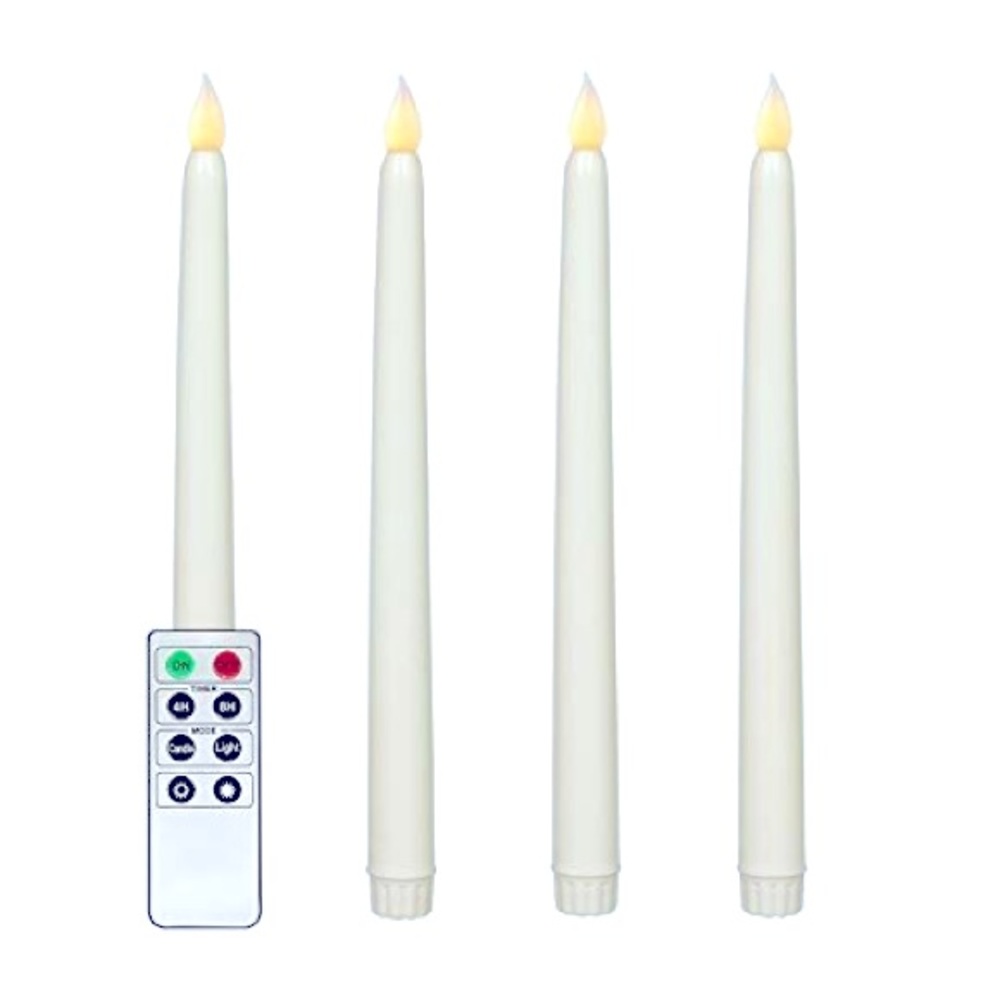 4pcs LED Flameless Tapered Candles Set with Remote Control and Timer